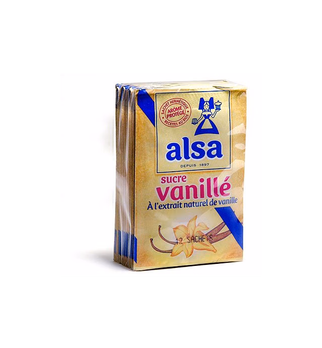 Alsa Vanilla Flavored Sugar with Natural Vanilla Extract - 12 x 7.5 g pack