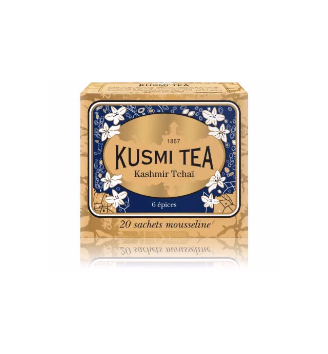 Kusmi Tea Kashmir Tchai - 20 Muslin Tea Bags - Organic Black Tea Flavored with Anise, Cardamom, Cinnamon, Ginger & Cloves