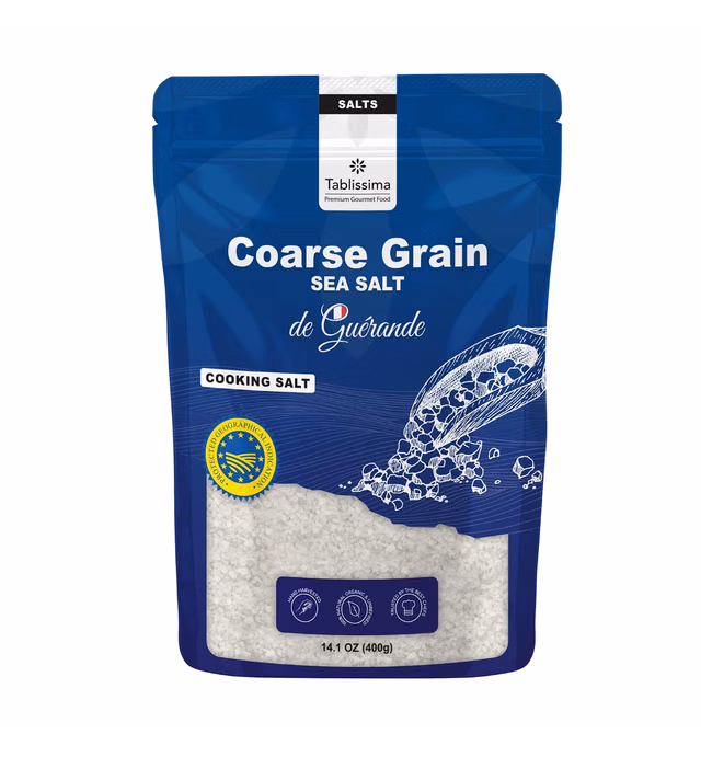 Tablissima - Coarse Sea Salt from Guerande France. Natural Grey Sea Salt - Hand Harvested Coarse Salt from the Celtic Sea in the Atlantic. 14.1 Oz (400 Grams)