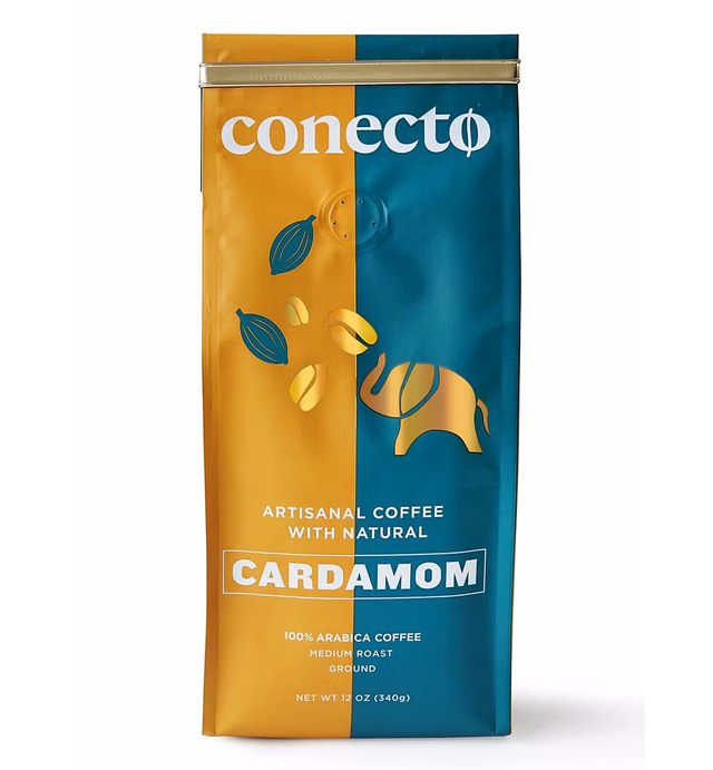 Conecto Cardamom Coffee: 100% Natural and Artisanal, Guatemalan Arabica Ground Coffee Flavored with Clay Pot Roasted Cardamom, Medium Roast and Mild Acidity (Ground 12oz)