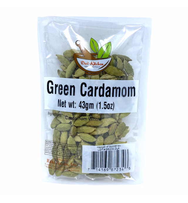 Desi Kitchen Jumbo Green Cardamom Pods 1.5oz (43gm) Natural ✓ no preservatives ✓ no additives ✓ no agents ✓ no irradiation ✓ With OUR FRESHNESS GUARANTEE. Product From Guatemala