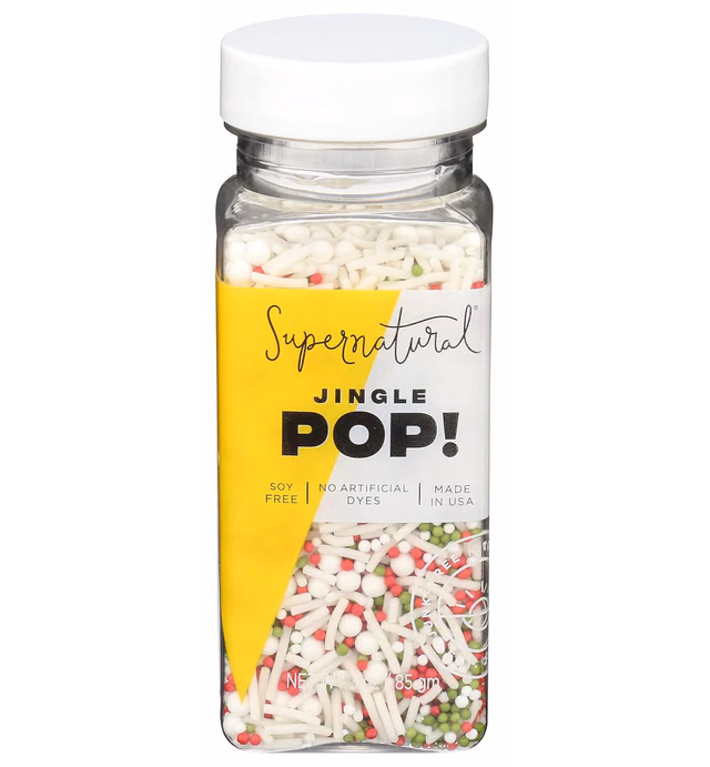 Jingle Pop! Natural Nonpareil Christmas Sprinkles by Supernatural, No Artificial Dyes, Soy Free, Gluten Free, Vegan, 3oz