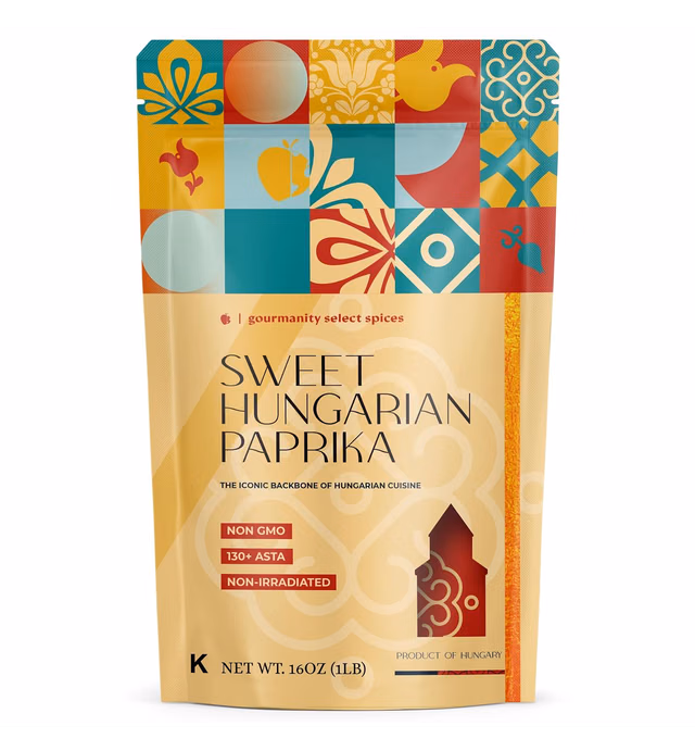 Gourmanity 1lb Hungarian Paprika: Sweet Paprika Powder Hungarian, Sweet Paprika Bulk Hungarian Sweet Paprika, Premium Hungarian Paprika From Hungary, Sweet Hungarian Paprika, 130+ ASTA Non-GMO, Kosher