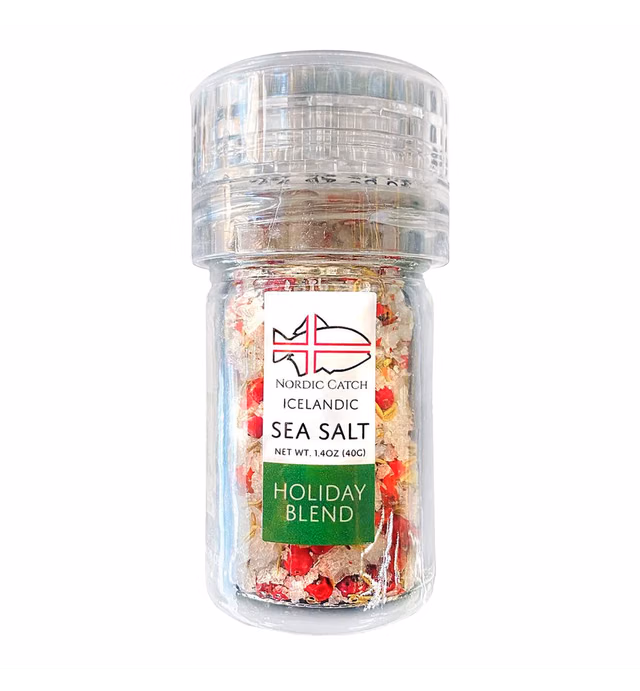 Nordic Catch Icelandic Christmas Blend Sea Salt - Less Processed Coarse Flakes, Mineral Rich with Health Benefits, Sustainably Sourced - Available in Bulk Package or Refillable Adjustable Grinder