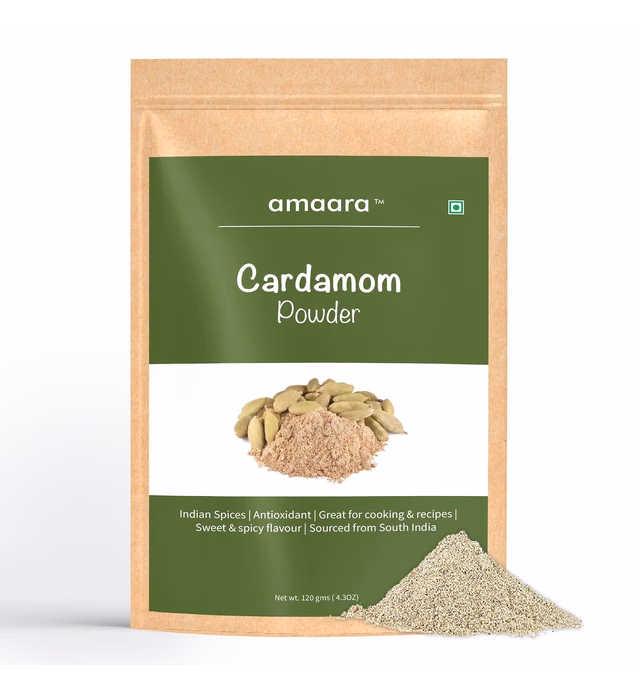 Amaara’s Cardamom Powder Spice | Net wt.(120g/4.2oz) | Indian Spices | Great for cooking & recipes | Sweet & spicy flavour | Sourced from South India