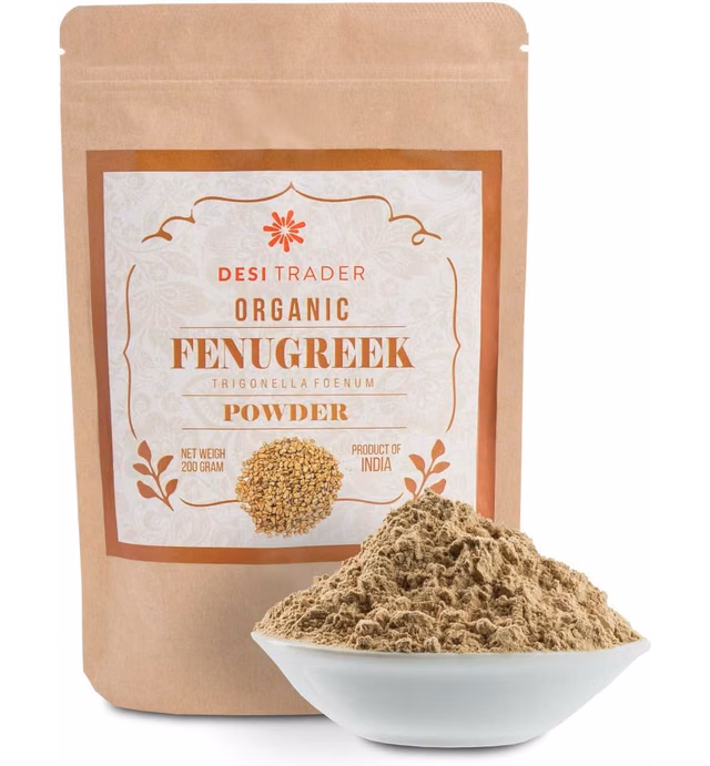 Desi Trader Organic Fenugreek Powder - Imported from India - Support Skin, Nail, Hair Health - Healing Herbs Supplement for Men and Women - Lactation, Improve Breastmilk Production – 7 Oz