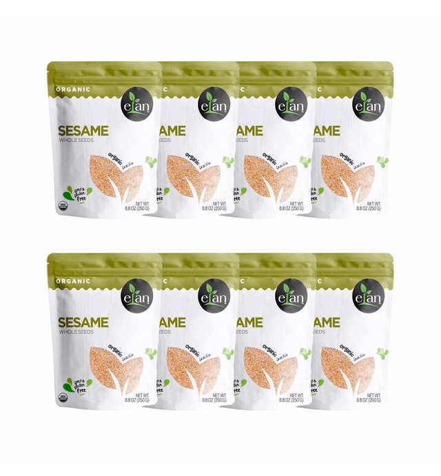 Elan Organic Sesame Seeds, Non-GMO, Vegan, Gluten-Free , 8 pack of 8.8 oz