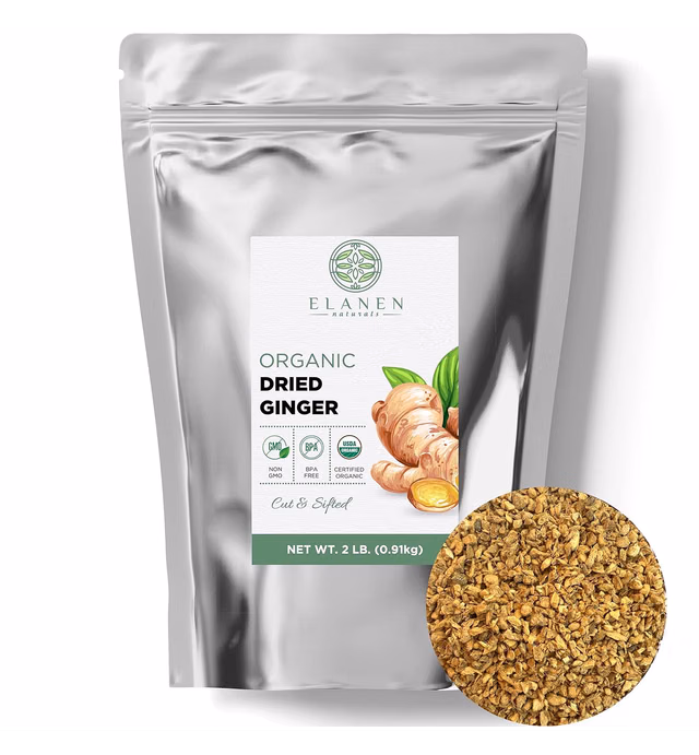 Organic Dried Ginger Root 2 lb. (32 oz.), USDA Certified Organic Ginger Root, Ginger Root Spice, Dry Ginger Organic, Dried Ginger Slices Cut & Sifted