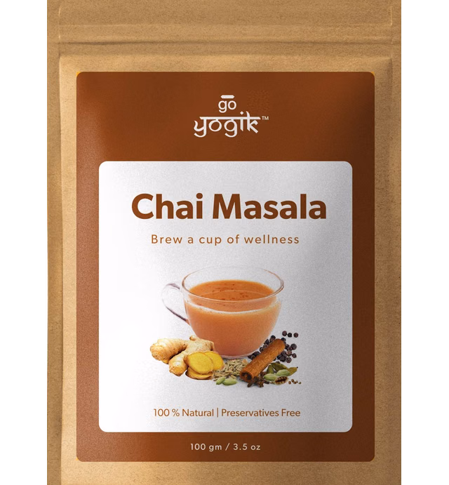 Go-Yogik Chai Tea spice masala powder-3.5oz (80 servings|| Ayurvedic Goodness of 6 Spices Blend | Supports Immunity and Digestion | Caffiene Free| No Sugar | Vegan | No Additives