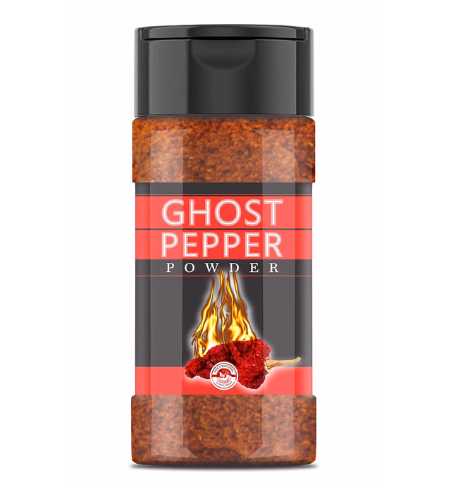 Ghost Pepper Powder (Bhut Jolokia Chili) - 3.5 oz/100 gm, 100% Pure, Smoked, Hottest & Spicy Chili Powder, Add Unique, Delicious, Complex and Smoky Flavor to Your Favorite Dishes