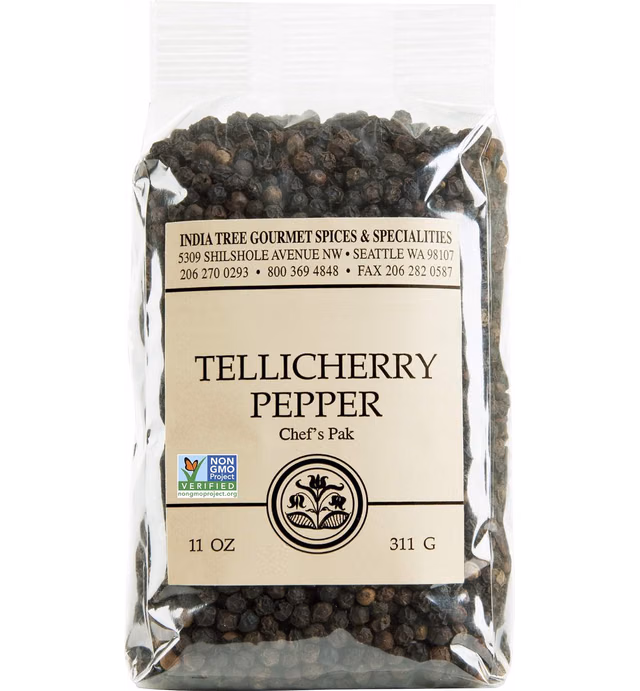 India Tree Tellicherry Black Pepper Whole Peppercorn, 11-Ounce Bag, Aromatic, Large, Plump Peppercorns
