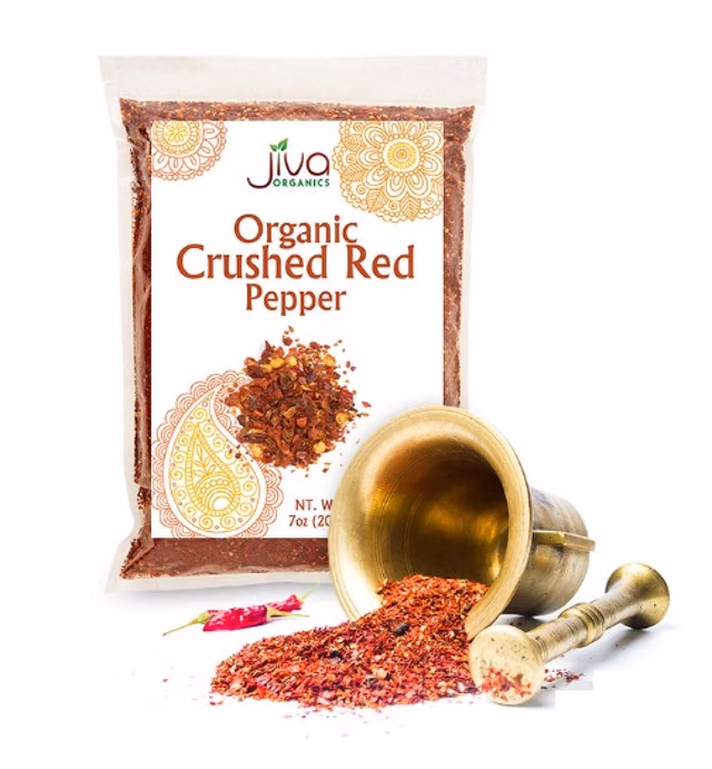 Jiva Organic Chili Flakes 7oz Bag - Crushed Red Pepper Medium Heat, 100% Natural & Non-GMO