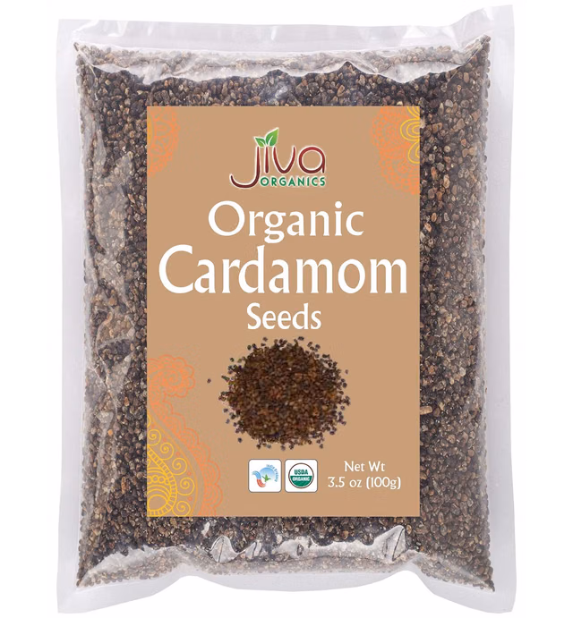 Jiva Organics Organic Cardamom Seeds Black (Decorticated) 3.5 Ounce Bag - Premium, Non-GMO