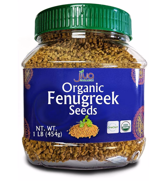 Jiva Organics Organic Fenugreek Seeds Whole 1 Pound Jar - Methi Seed for Cooking, Sprouting & Beauty Care