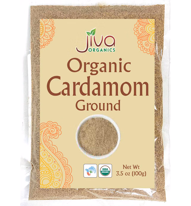 Organic Ground Cardamom Powder 3.5 Ounce Bag - Premium, Aromatic, Non-GMO - by Jiva Organics