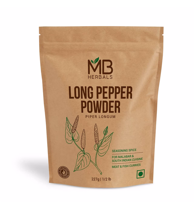 MB Herbals Long Pepper Powder 227g (Half Pound) | Piper longum | Seasoning for Meat Fish Malabar & South Indian Curries | Strong Aroma and Hotter than Black Pepper