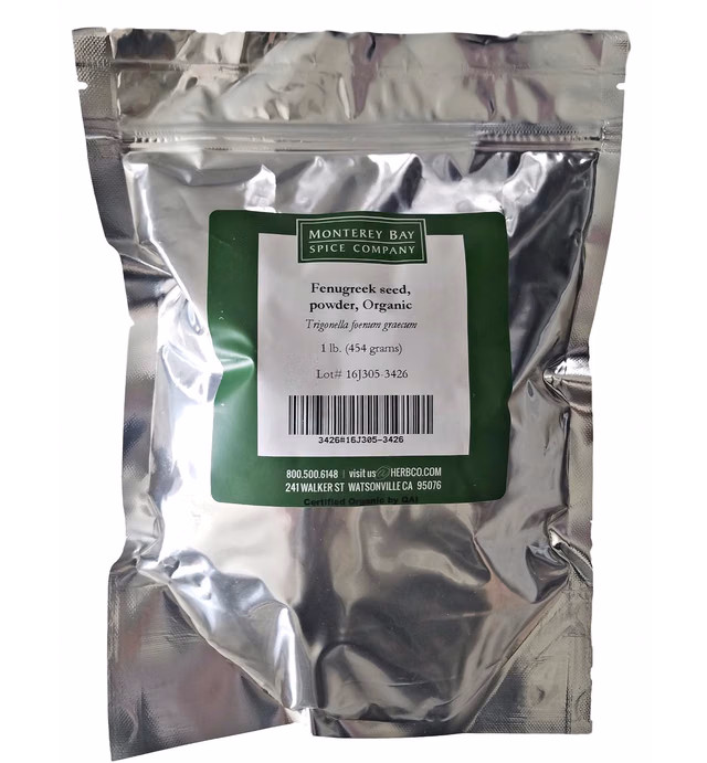 CERTIFIED ORGANIC Fenugreek Seed Powder 1 LB Bag –100% NATURAL and KOSHER (Trigonella foenum graecum) 16 oz Bulk Herb (1 bag 16 oz total)