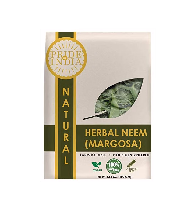 Pride Of India - Natural Neem/Margosa Herb, 100 gm Whole Leaf