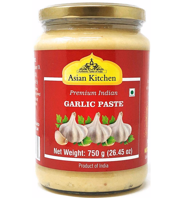 Asian Kitchen Garlic Cooking Paste 26.5oz (750g) Glass Jar ~ Vegan | Gluten Free | NON-GMO | No Colors | Indian Origin