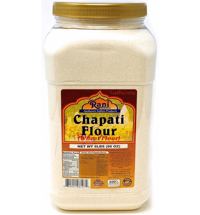 Rani Chapati Flour (100% Pure Whole Wheat Atta), For Making Roti & Indian Breads 96oz (6lbs) 2.72kg PET Jar ~ All Natural | Vegan | No Salt or Colors | NON-GMO | Indian Origin