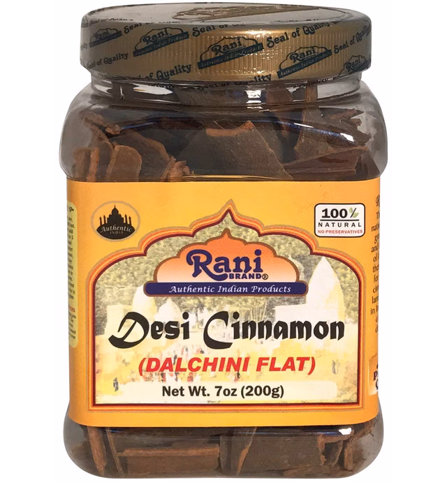 Rani Desi (Dalchini) Flat Cinnamon 7oz (200g) PET Jar ~ All Natural | Vegan | Gluten Friendly | NON-GMO | Indian Origin