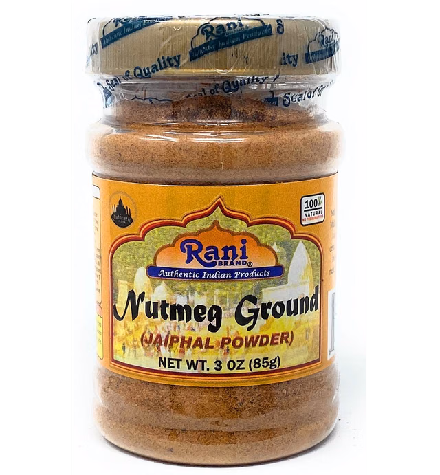 Rani Nutmeg (Jaiphul) Ground Powder Spice 3oz (85g) PET Jar ~ All Natural | Vegan | Gluten Friendly | NON-GMO | Indian Origin