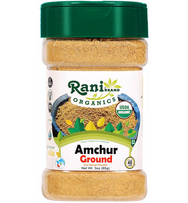 Rani Organic Amchur Ground (Dry Mango Powder) Spice 3oz (85g) PET Jar ~ All Natural | Vegan | Gluten Friendly | NON-GMO | Indian Origin | USDA Certified Organic