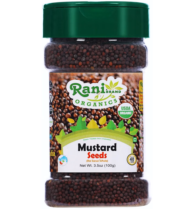 Rani Organic Black Mustard Seeds Whole Spice (Rai Sarson) 3.5oz (100g) PET Jar ~ All Natural | Vegan | Gluten Friendly | NON-GMO | Indian Origin | USDA Certified Organic