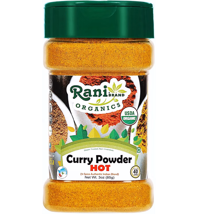 Rani Organic Curry Powder Hot (9-Spice Authentic Indian Blend) 3oz (85g) PET Jar ~ All Natural | Salt-Free | Vegan | Gluten Friendly | NON-GMO | Indian Origin | USDA Certified Organic