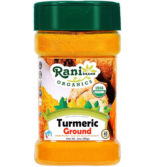 Rani Organic Turmeric (Haldi) Root Powder Spice, (High Curcumin Content) 3oz (85g) PET Jar ~ All Natural | Vegan | Gluten Friendly | NON-GMO | Indian Origin | USDA Certified Organic