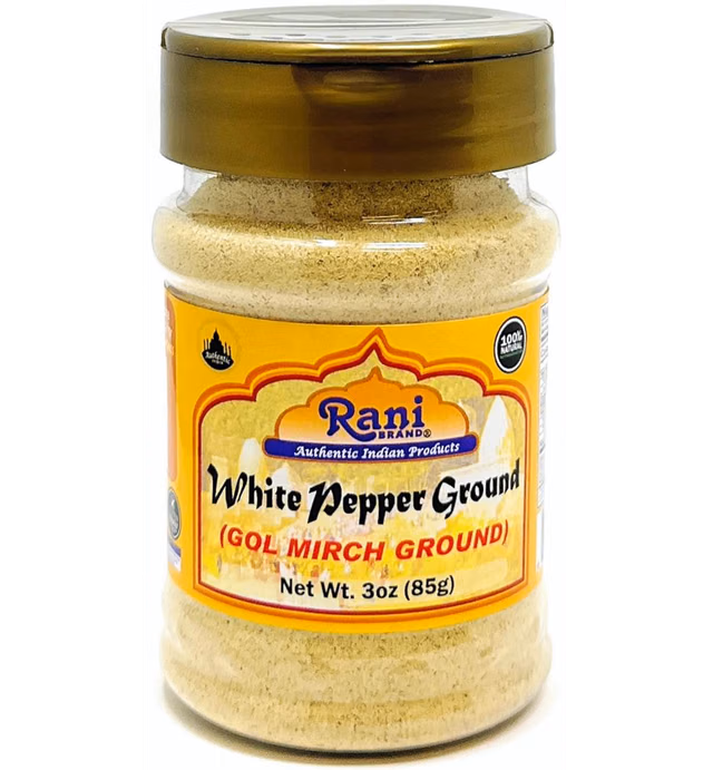 Rani White Pepper (Peppercorns) Ground, Spice 3oz (85g) PET Jar ~ All Natural | Vegan | Gluten Friendly| NON-GMO | Indian Origin