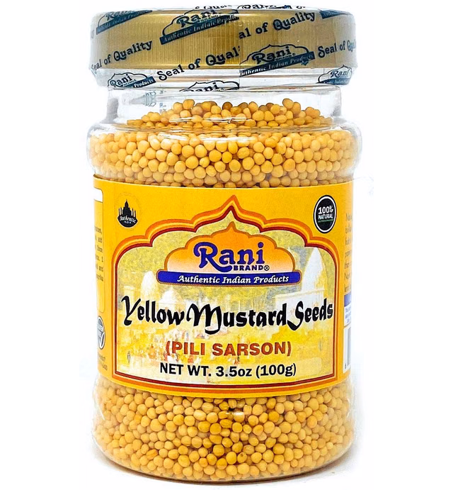 Rani Yellow Mustard Seeds Whole Spice 3.5oz (100g) PET Jar ~ All Natural | Vegan | Gluten Friendly | NON-GMO | Indian Origin