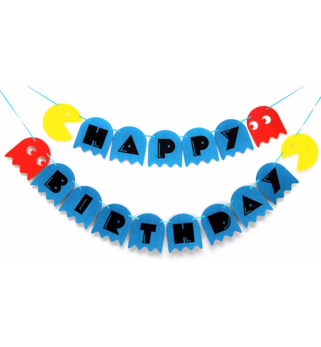 Seyal® Pacmn Ghost Happy Birthday Banner
