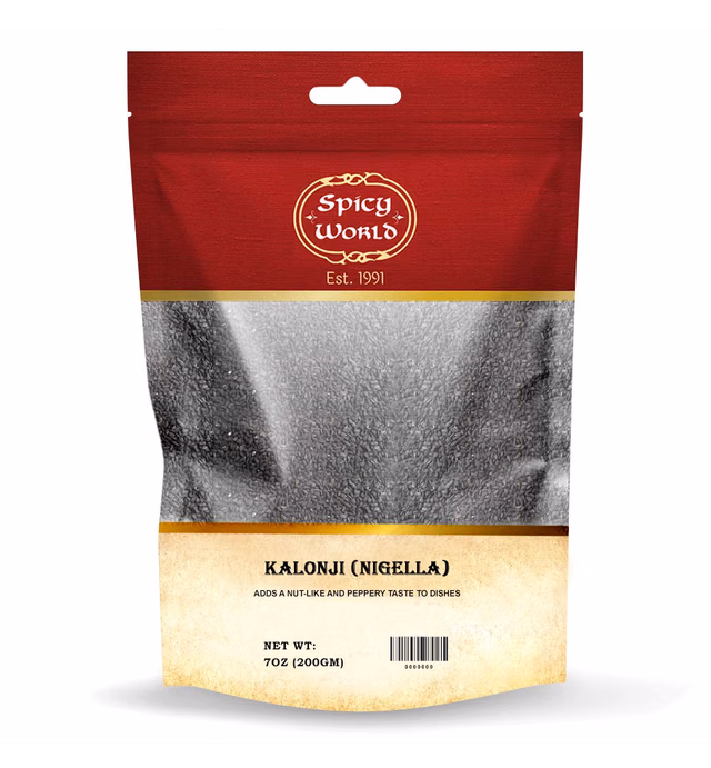 Kalonji Seeds 7 oz | Resealable bag | Whole Black Seed, Nigella Sativa, Black Cumin | by Spicy World