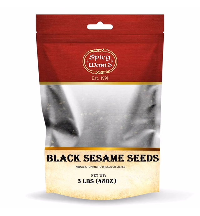 Raw Black Sesame Seeds 3 LB Bag - Natural - By Spicy World