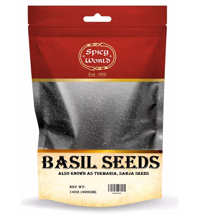 Spicy World Basil Seeds 14 Ounce Bag - Tukmaria, Sabja Seeds - Used in Falooda & Ayurveda