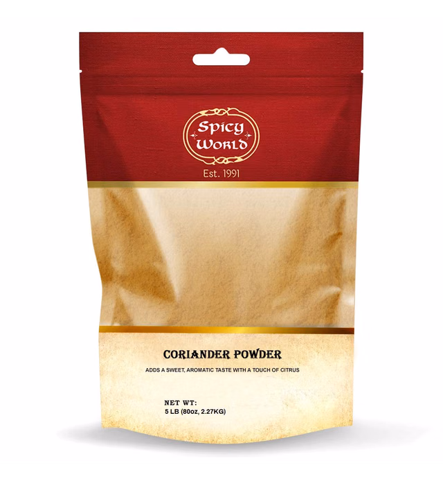 Spicy World Coriander Powder 5 Pound Bulk Bag - Ground Pure from Indian Coriander Seeds
