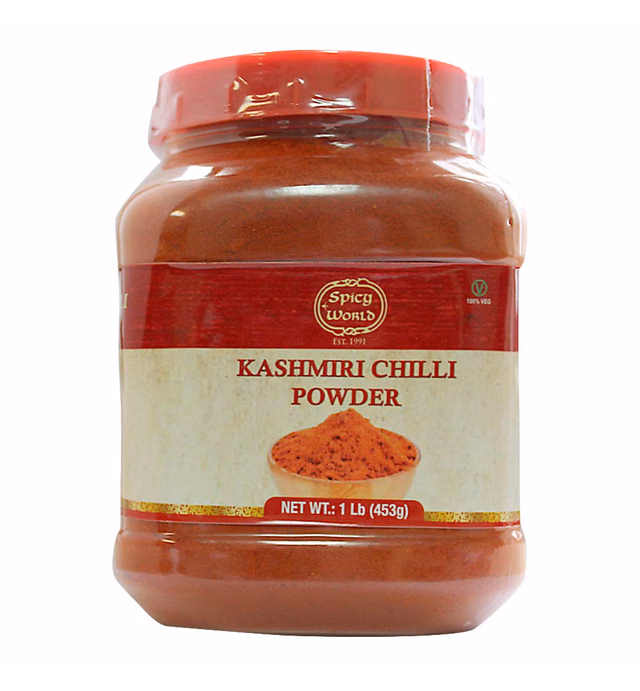 Spicy World Kashmiri Chilli Powder (Chili) 1 Pound Bulk Jar - 16 Ounce All Natural Deggi Mirch Powder