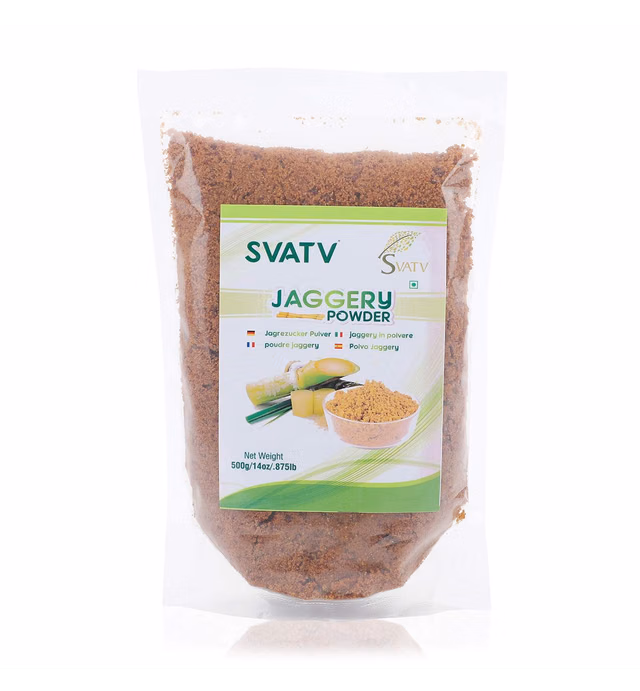 SVTAV Jaggery Powder, Hand Crushed Gur Powder | Natural Sweetener | Brown Sugar | Indian Sugar Cane Substitute | No Preservatives Added | No Artificial Flavors - 500g, 17.63oz