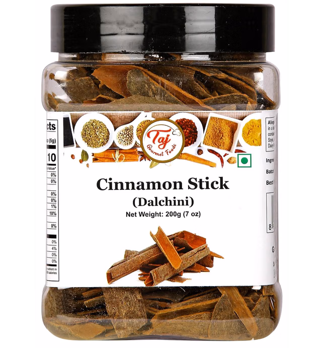 TAJ Premium Indian Cinnamon Stick Flat, Dalchini, (7 Ounce Jar)