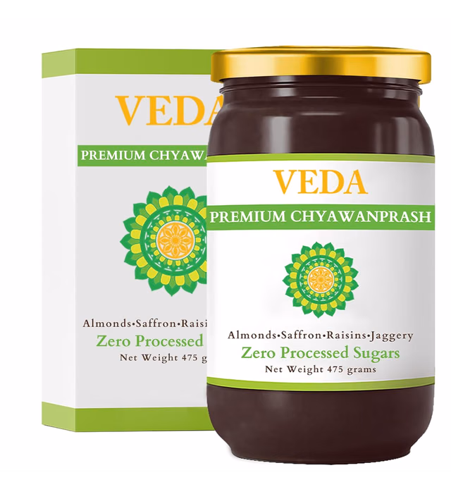 VEDA Premium Chyawanprash (Sugar Free) | 16.7 Oz | Ayurvedic Herbal Jam with Amla & Ashwagandha | Immunity Booster with Antioxidants | Fortified with Almonds & Saffron