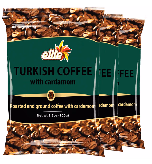 Elite Turkish Coffee with Cardamom, 3.5 oz (3 Pack)