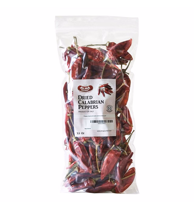 Alma Gourmet Dried Calabrian Chili Peppers Whole | 100 Gram | 3.5 Ounce
