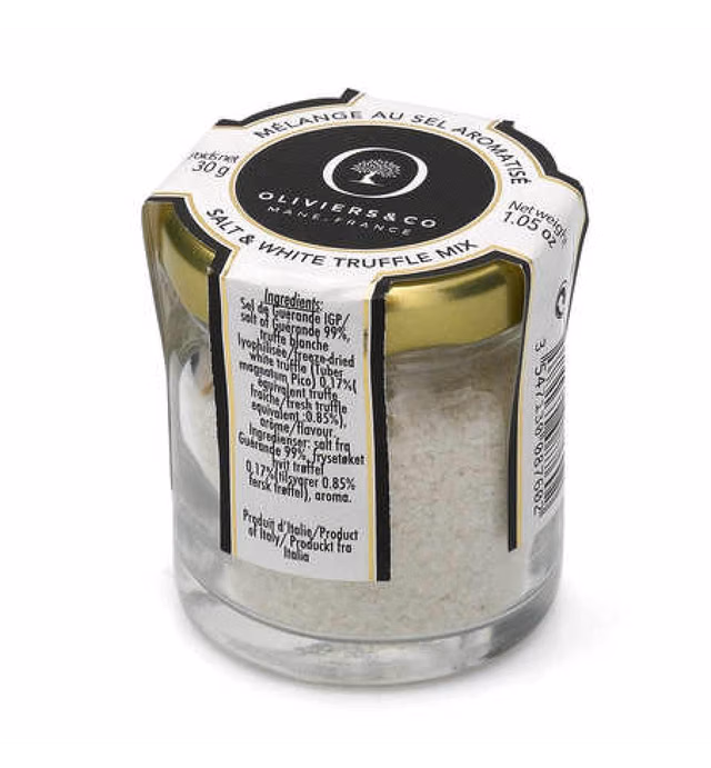 White Truffle Sea Salt by Oliviers & Co | French Guerande Sea Salt with White Alba Truffles | Gourmet Seasoned Flaky Salt | Premium Food Gift | 1.05 Oz.