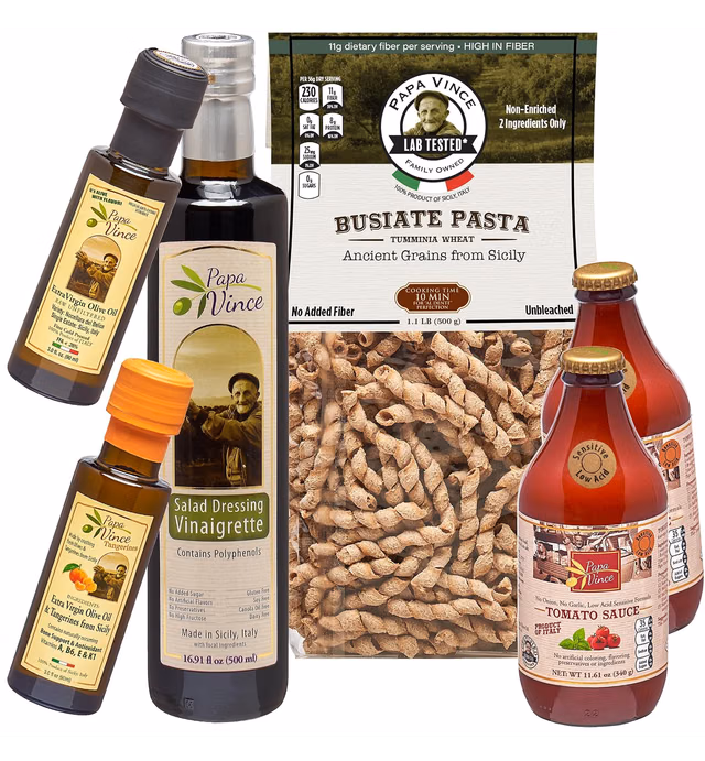 Papa Vince Italian Food Gift Basket Gourmet - made in small batches from locally grown organic ingredients by our family in Sicily, Italy