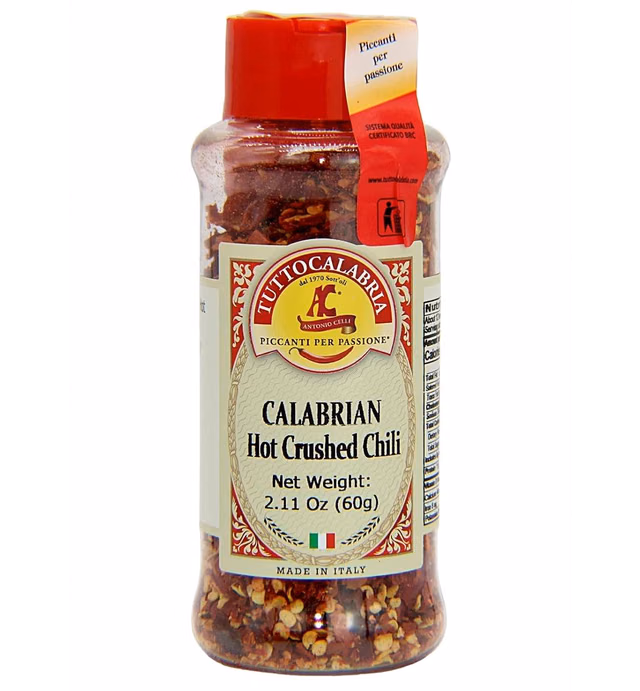 Calabrian Chili Flakes, Dried, Crushed Hot Chili Peppers, 60 g, 2.11 oz All Natural, Non-GMO, Product of Italy, TuttoCalabria