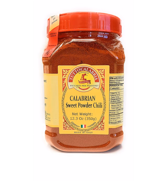 Calabrian Chili Powder, SWEET & MILD, Shaker, 350 g (12.3 oz) All Natural, Non-GMO, Product of Italy, TuttoCalabria