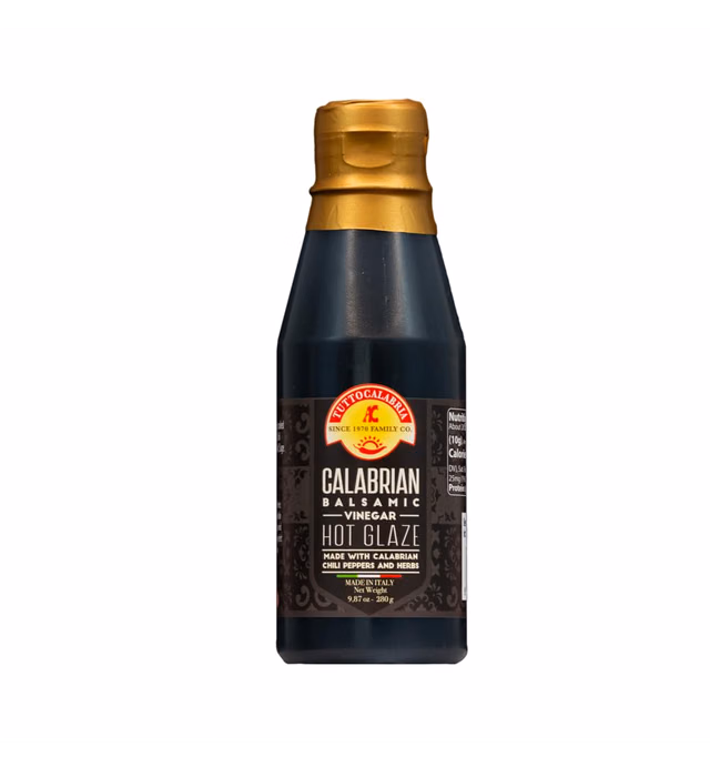 Spicy Balsamic Glaze made with Calabrian Peppers, Kaboom Spicy & Smokey, Great on Steak Chicken, Seafood, or Vegetables, Add a touch of sweetness, smoke, and spice to every dish, 280 g