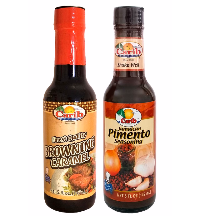 Carib Jamaican Browning Caramel and Pimento Seasoning 5 Ounce Combo (Pack of 2)