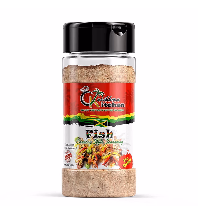 Caribbean Kitchen Fish Seasoning (4 Oz) - All Natural ingredients And Healthy Spice Blend For All Foods - Non-GMO, Gluten-free, 100% Authentic Jamaican Seasoning for Delicious Meals